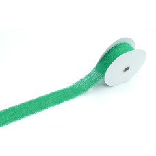 Emerald burlap ribbon with frayed edges - not wired, 1.5 inch x 10 yards. 